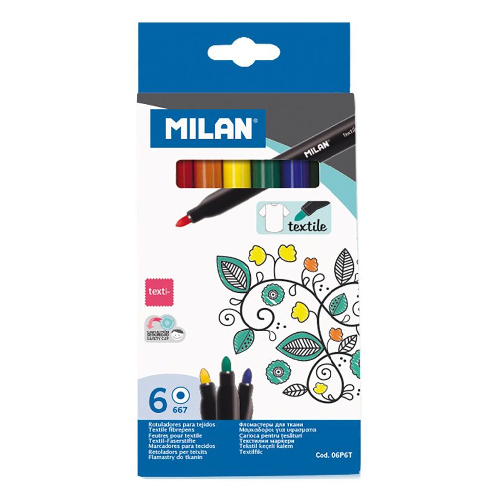 ROTULADORES PARA PINTAR SOBRE TEJIDOS COLORES SURTIDOS, 6 uds