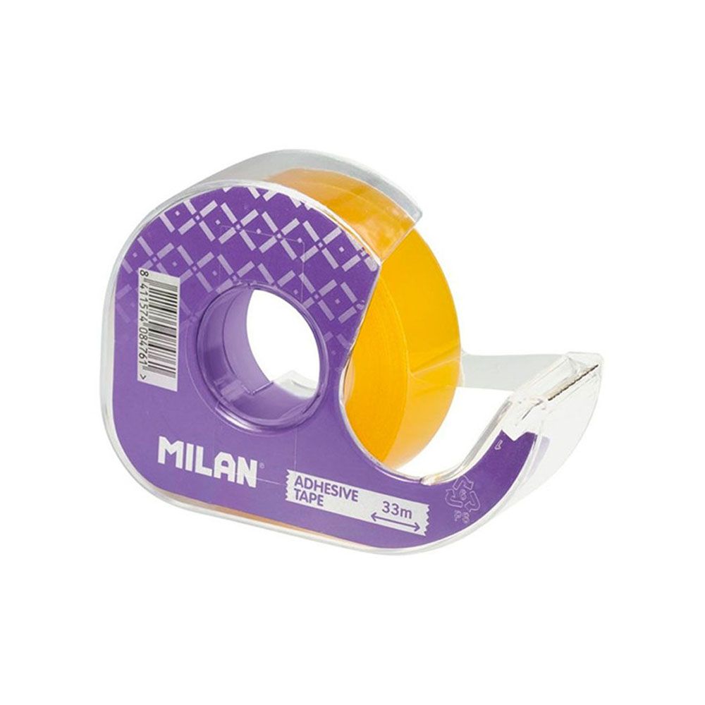 DISPENSADOR DE CINTA ADHESIVA TRANSPARENTE 19 mm x 33 m COLORES SURTIDOS