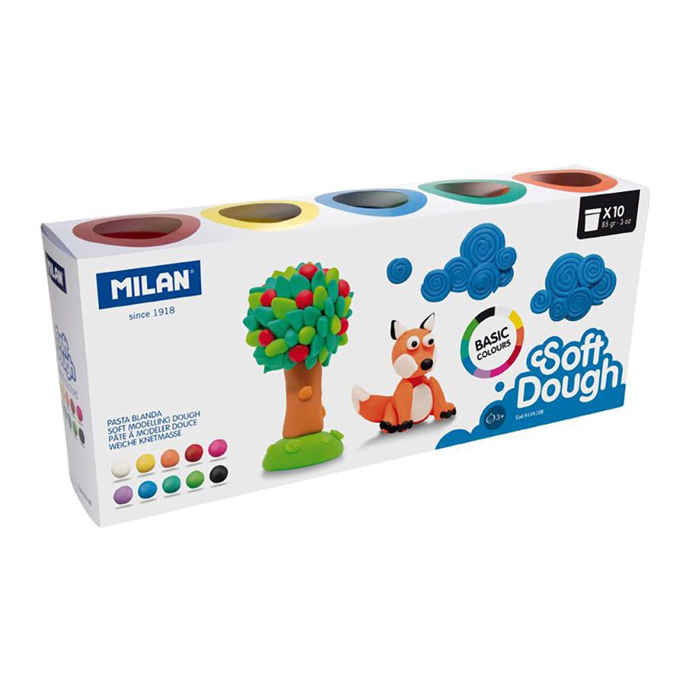 MALETÍN PASTA BLANDA SOFT DOUGH 10 BOTES 85 g COLORES SURTIDOS