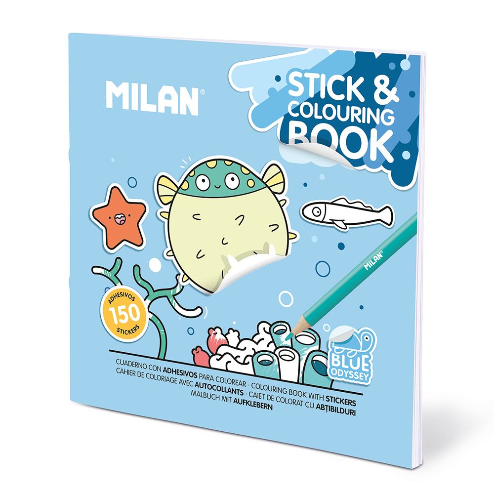 CUADERNO CON ADHESIVOS PARA COLOREAR BLUE ODISSEY