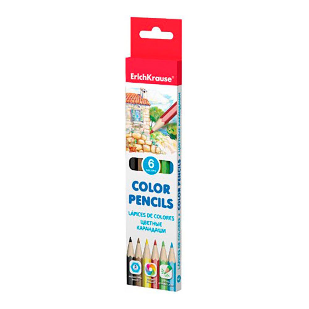LÁPICES DE COLORES HEXAGONAL CAJA DE 6 uds