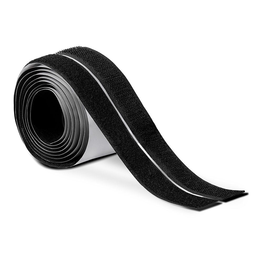 ROLLO ADHESIVO DE CIERRE DE GANCHO Y BUCLE NEGRO 20 mm x 1,5 m