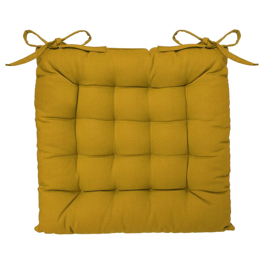 COJÍN PARA SILLA ESTILO GALLETA COLOR MOSTAZA 38 x 38 cm