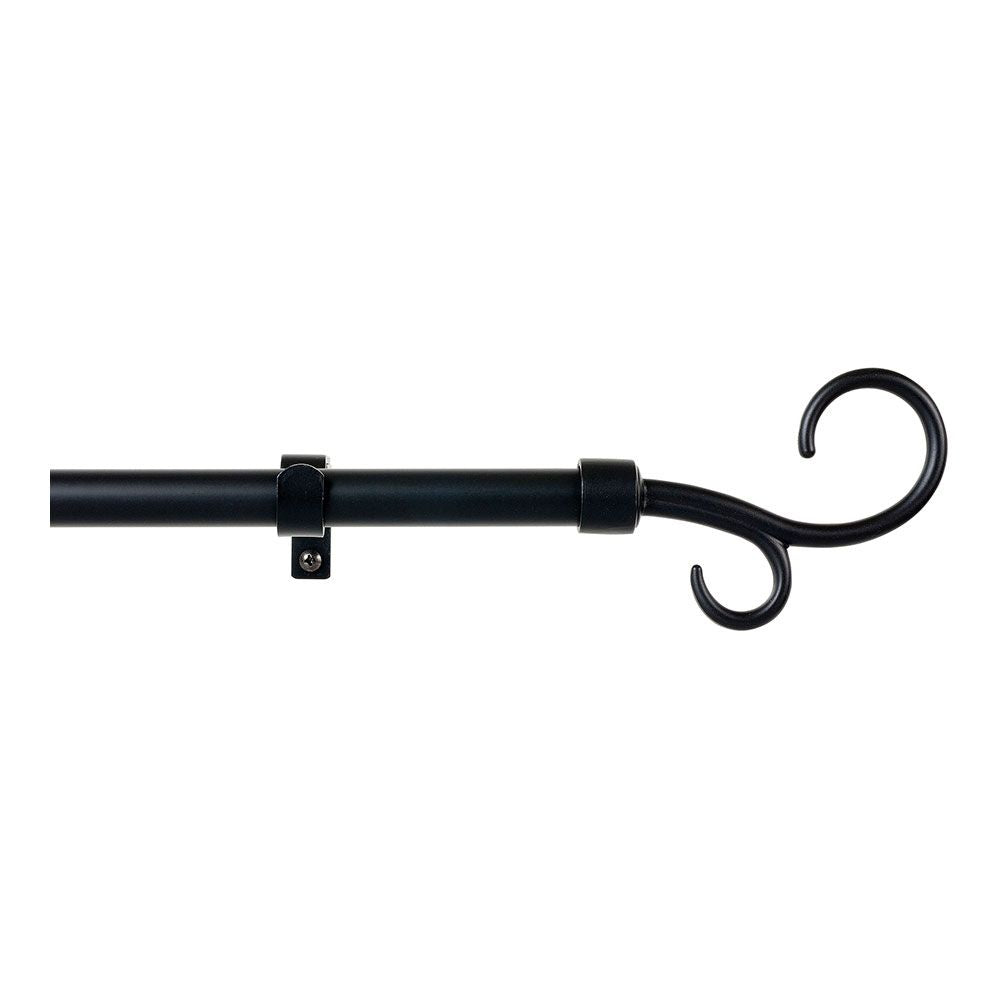 KIT BARRA CORTINA BÁCULO NEGRO EXTENSIBLE DE 110 - 200 cm