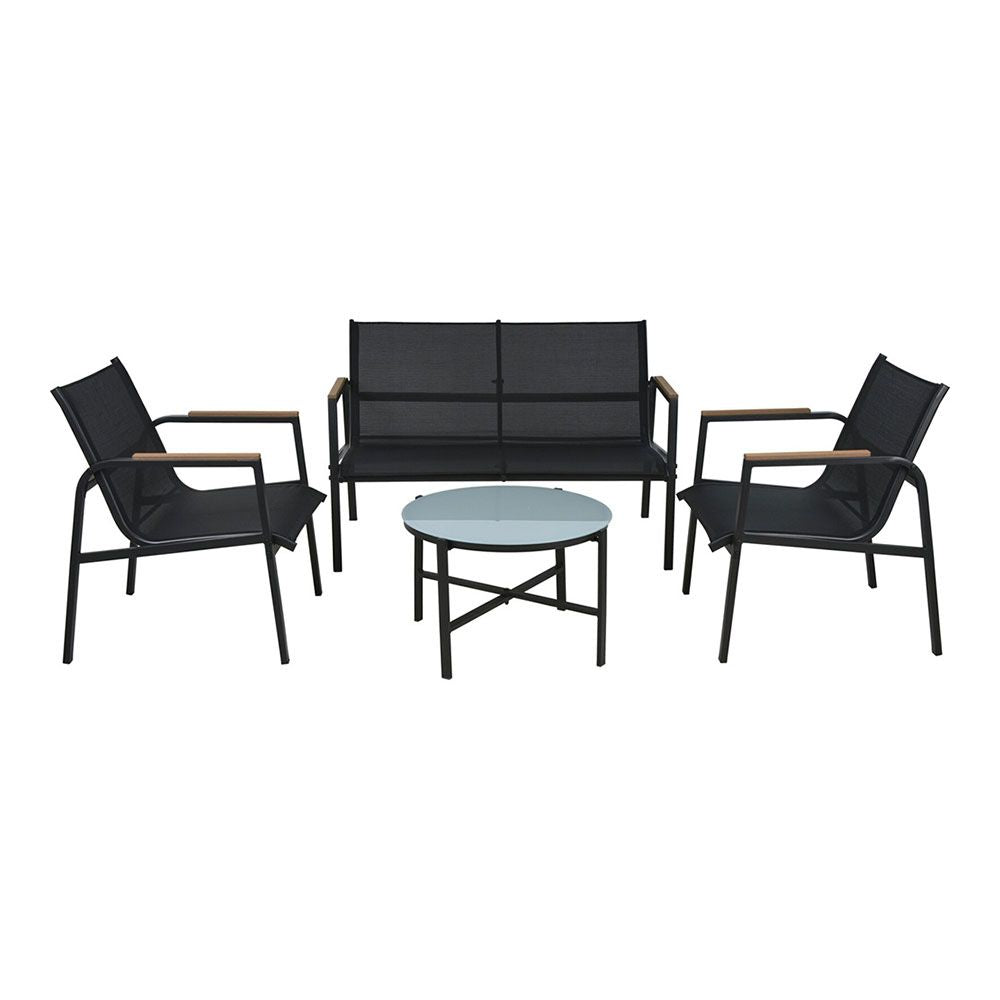 CONJUNTO JARDÍN 4 PIEZAS METAL ANTRACITA