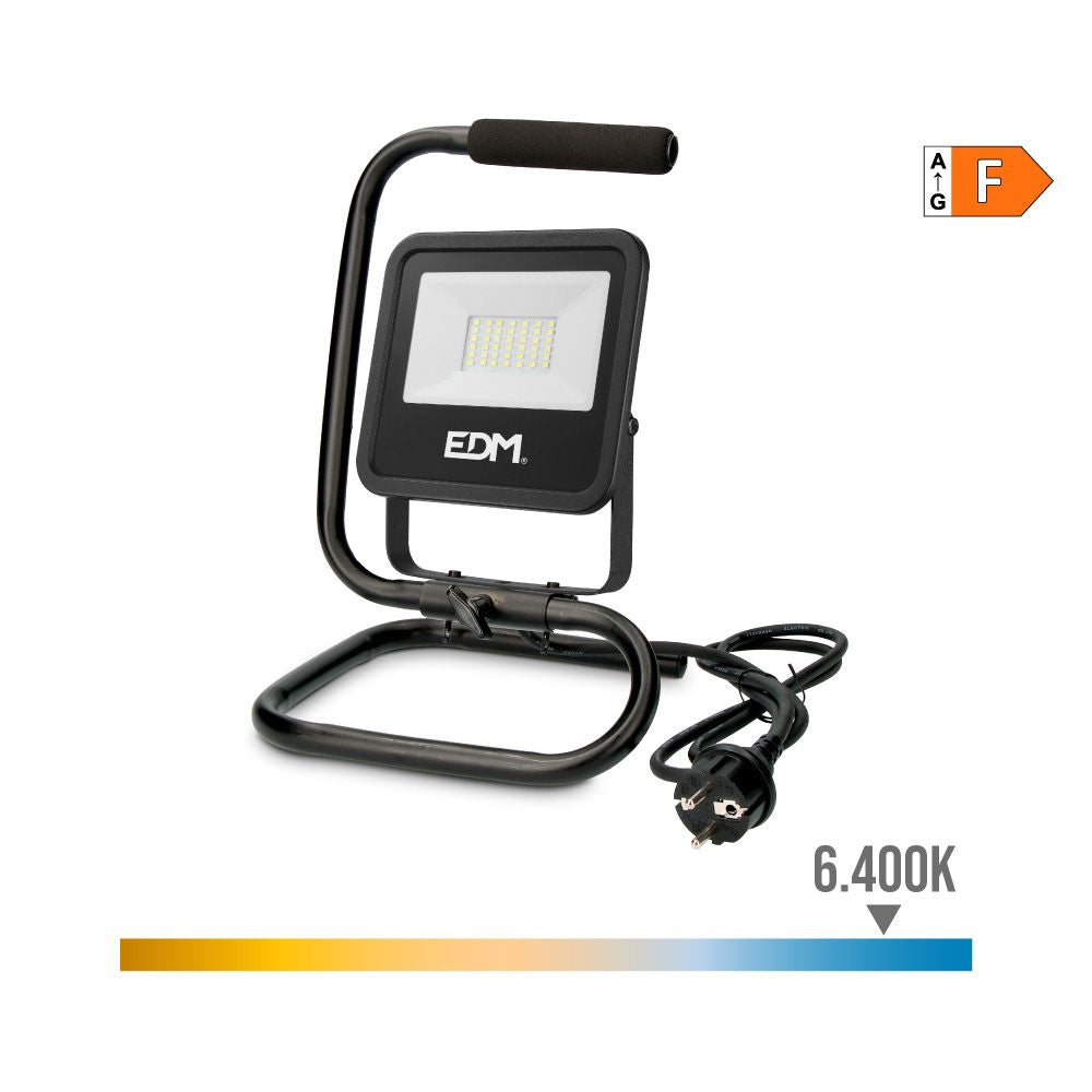 FOCO PROYECTOR LED CON PIE 30 W, 2370 lm, 6400 K, LUZ FRÍA, BLACK SERIES; 22 x 21 x 32 cm