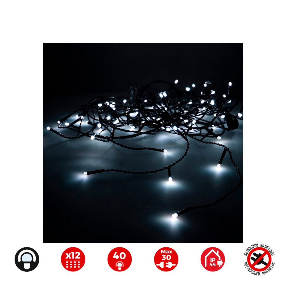 CORTINA ICICLE EASY-CONNECT 2x0,5m 12 TIRAS BLANCO FRÍO 30V (INTERIOR-EXTERIOR) TOTAL 0,72W