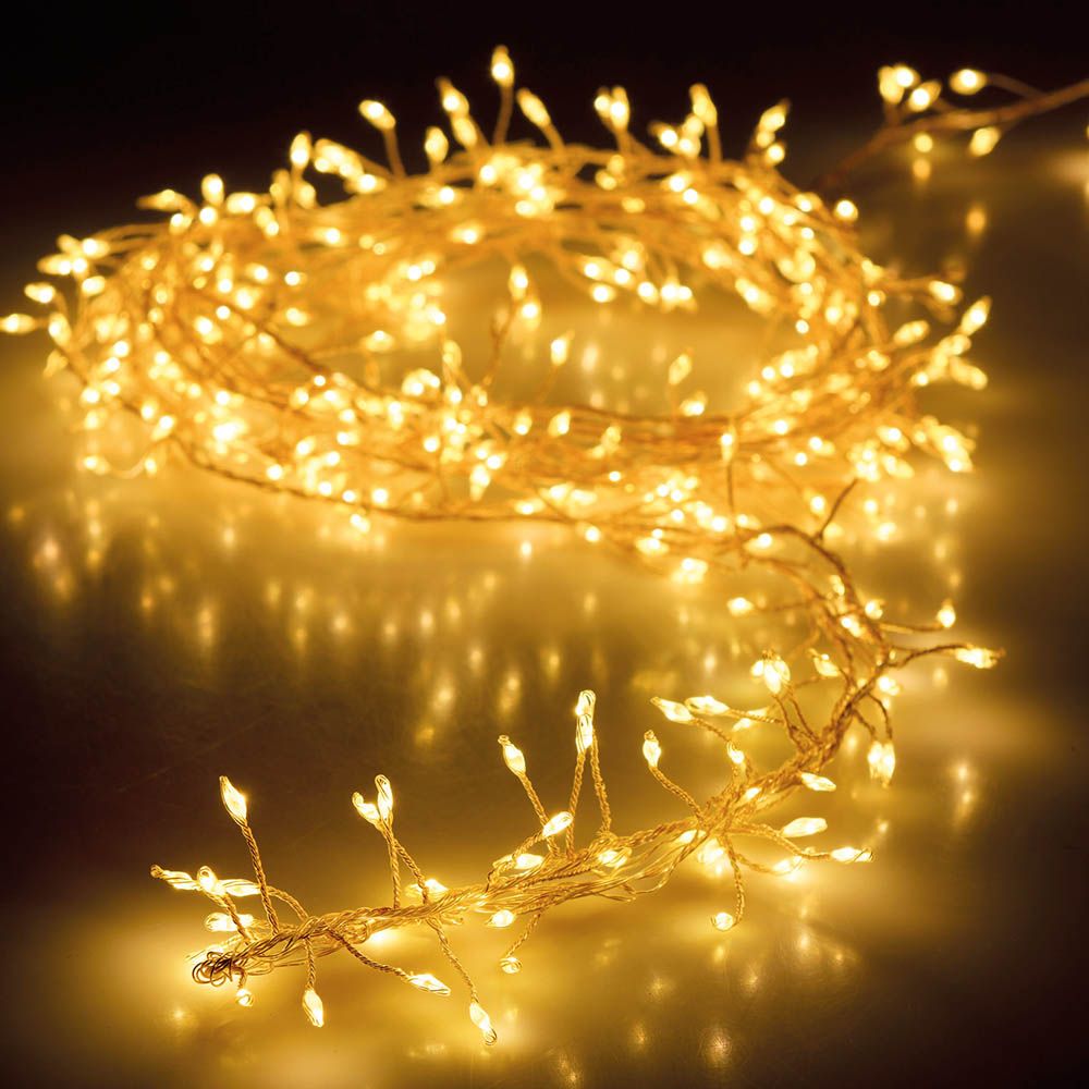GUIRNALDA A PILAS TIPO ESPINO FIJA 100 LEDS BLANCO CALIDO 1,5 m