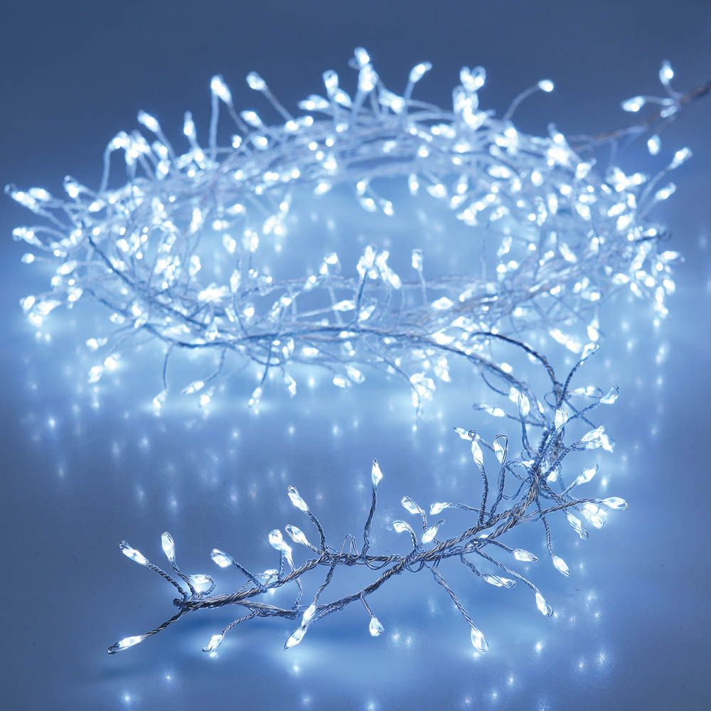 GUIRNALDA A PILAS TIPO ESPINO FIJA 100 LEDS BLANCO FRIO 1,5 m