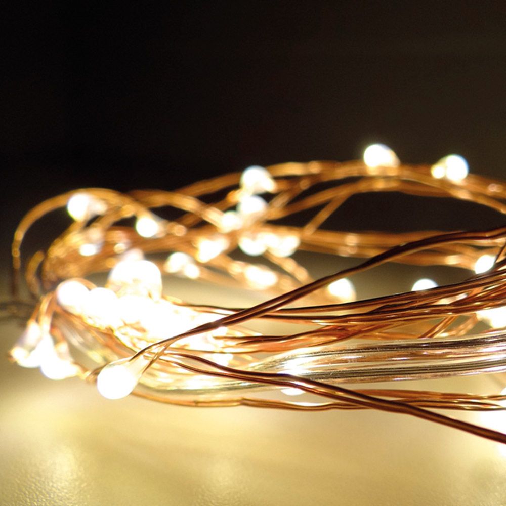 GUIRNALDA A PILAS, FUNCIÓN FIJA, 40 LEDS, CABLE ALAMBRE COBRE, LUZ CÁLIDA, 195 cm