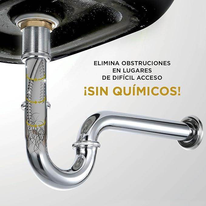 Desatascador tuberías profesional en espiral de 3M X 5MM desatascador fregadero, ducha, bañera, lavabo, wc, etc. Alambre Desatascador tuberías con mango de manivela. Muelle desatascador - Pinturas y Tarimas Ideas