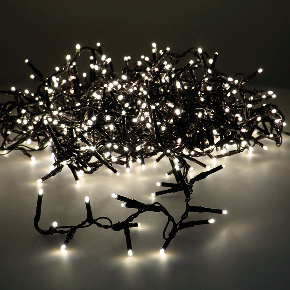 GUIRNALDA LED COMPACT 750 LEDS PARPADEANTE EXTERIOR BLANCO CALIDO CABLE VERDE 21 m
