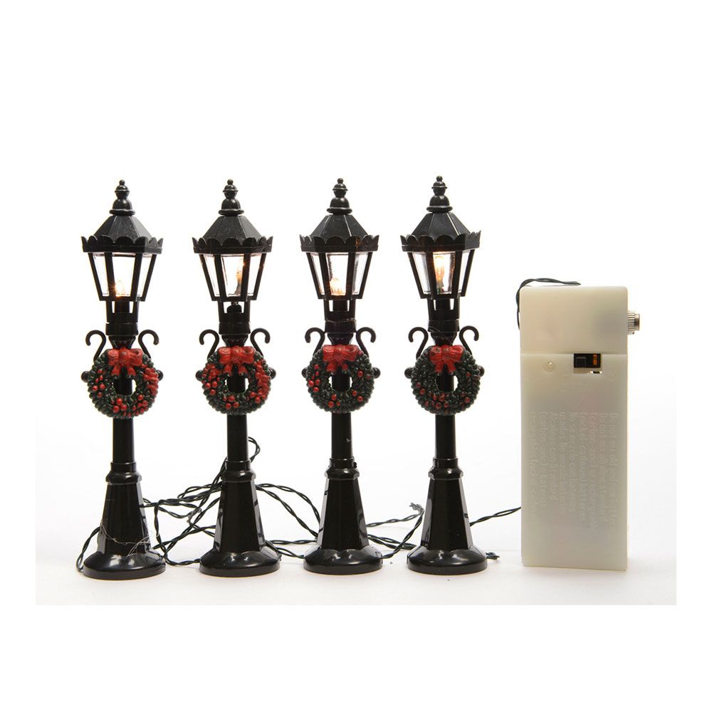 FAROLAS PARA ESCENAS NAVIDEÑAS, SET DE 4 uds, Ø2,5 x 12 cm, 4 LEDS