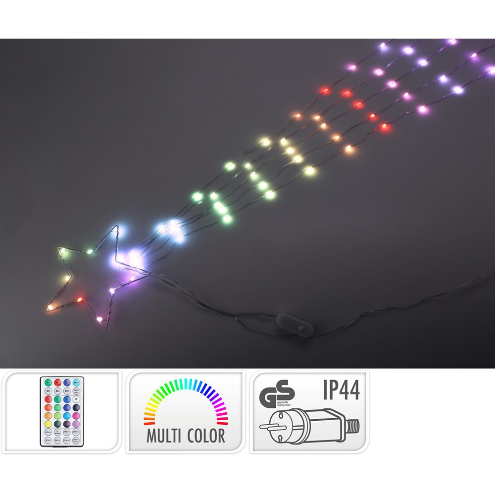 ADORNO LED ESTRELLA FUGAZ, RGB, 85 LEDS, 220V, MANDO A DISTANCIA.
