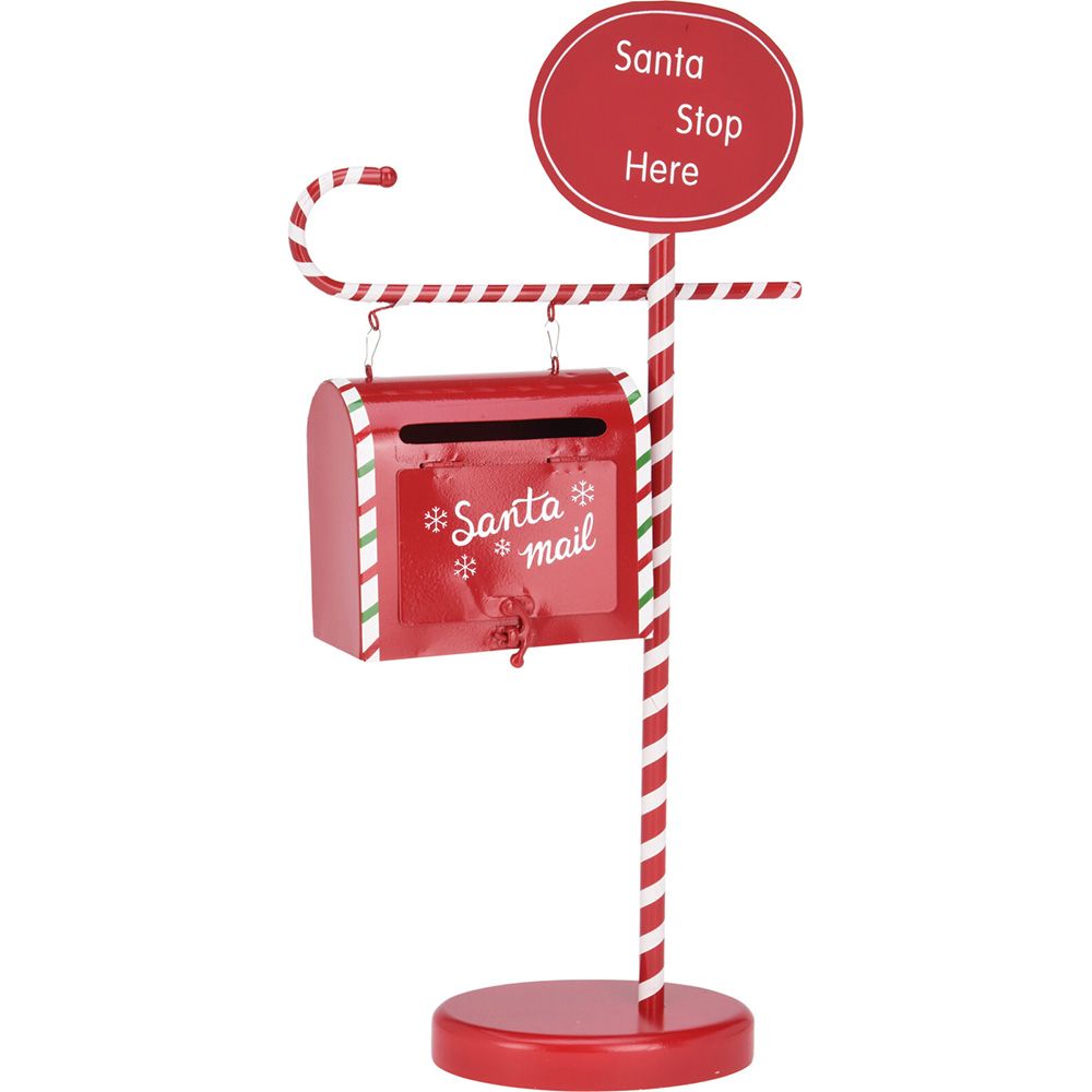 BUZON DECORATIVO NAVIDAD, METAL, ROJO, 51cm.