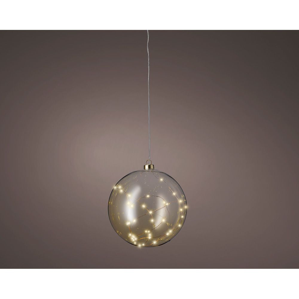 BOLA COLGANTE DE CRISTAL MICROLED, LUZ FIJA BLANCO CALIDO Ø21 cm