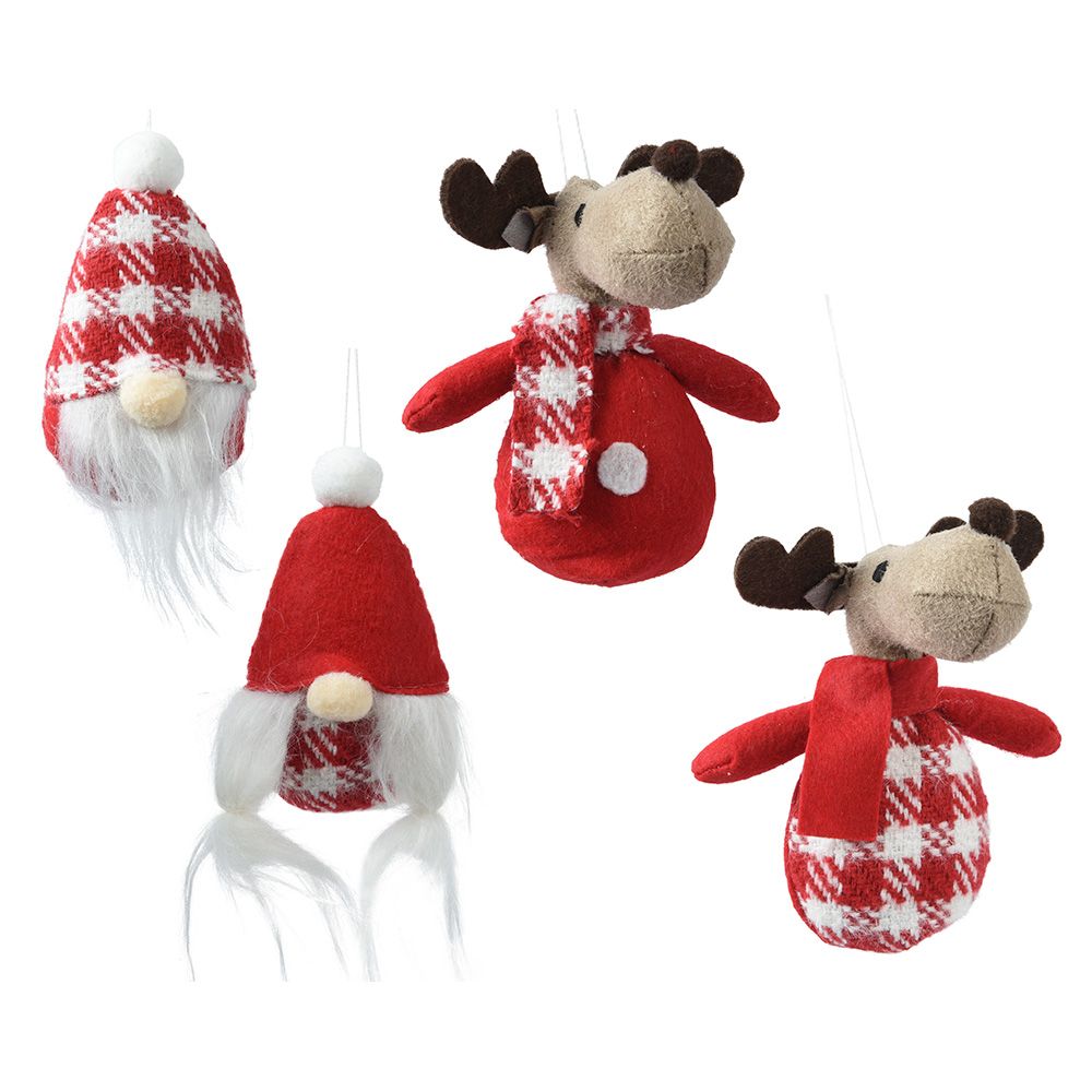 ADORNOS NAVIDEÑOS PARA COLGAR 14cm, 4 MODELOS.