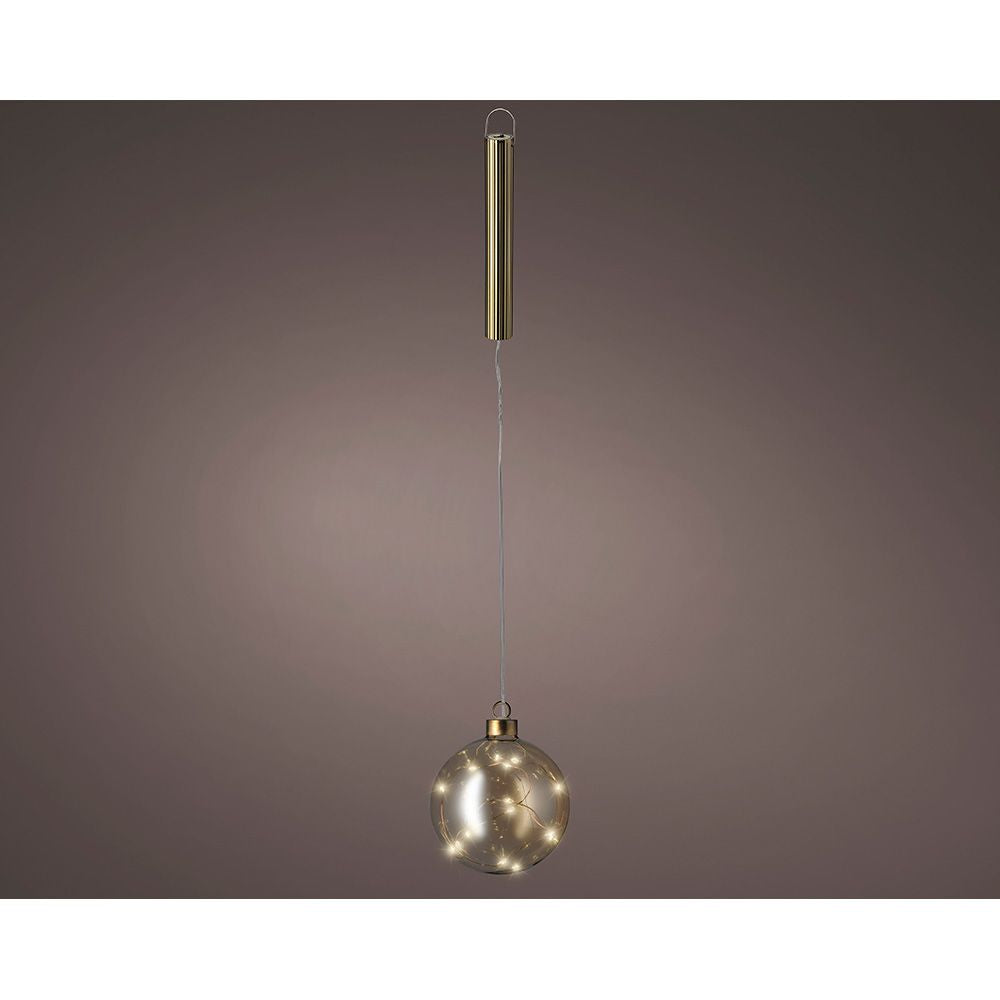 BOLA COLGANTE DE CRISTAL MICROLED, DORADA, Ø10cm.