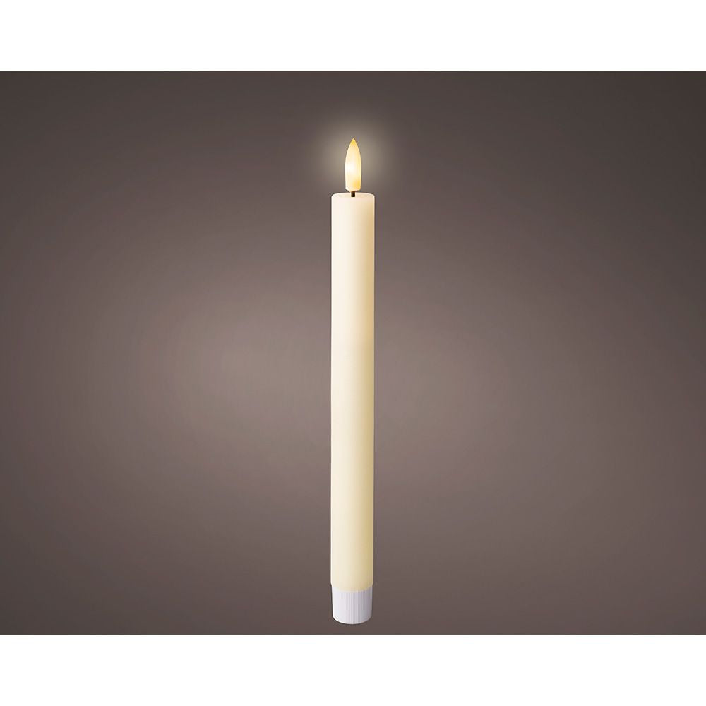 VELA DE CERA LED COLOR BEIGE Ø2,2 x 24,5 cm. PACK 2 uds