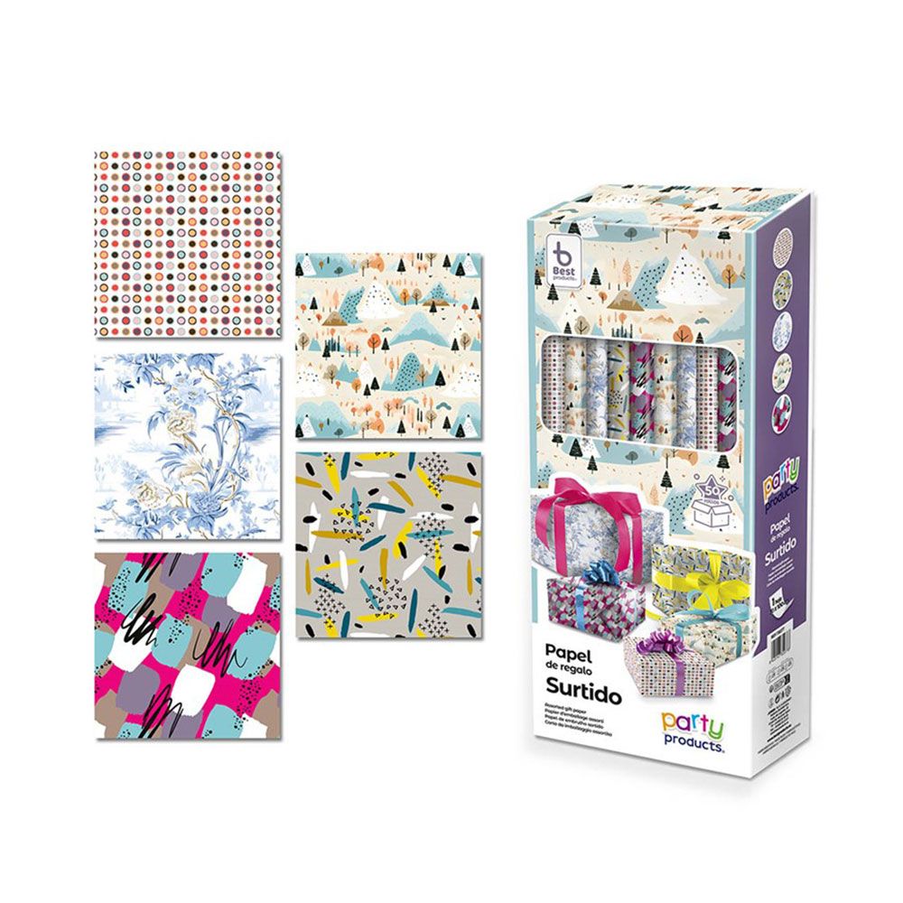 PAPEL REGALO SURTIDO 5 MODELOS 70 x 100 cm (VENTA SOLO CAJA 50 uds)