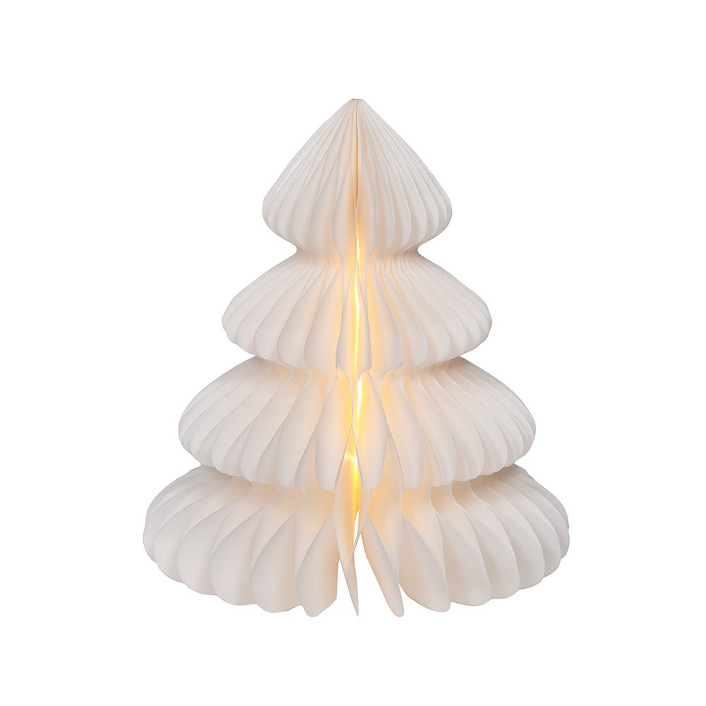 ÁRBOL BLANCO DE PAPEL, 20 LEDS, Ø24 x 28 cm