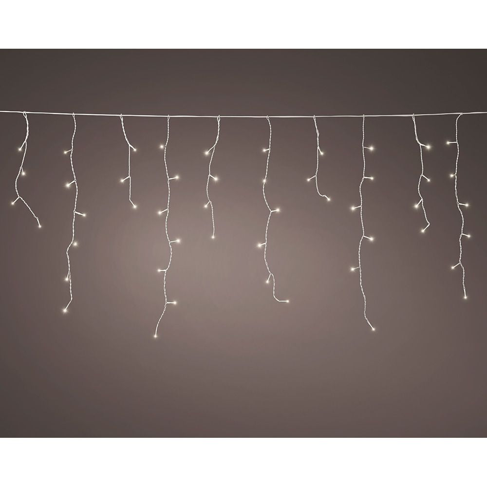 CORTINA LED DE CARÁMBANO CONNECT (INTERCONECTABLE) MULTIFUNCIÓN 250 LEDS LUZ CÁLIDA CON EFECTO INTERMITENTE EXTERIOR BLANCO 7,35 m
