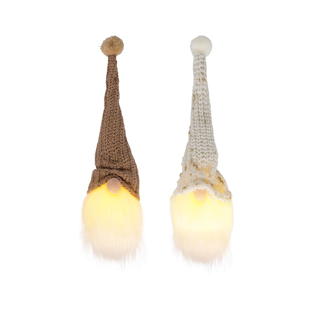 ADORNO COLGANTE GNOMO CON LUZ CÁLIDA FIJA Ø6 x 20 cm, COLORES SURTIDOS