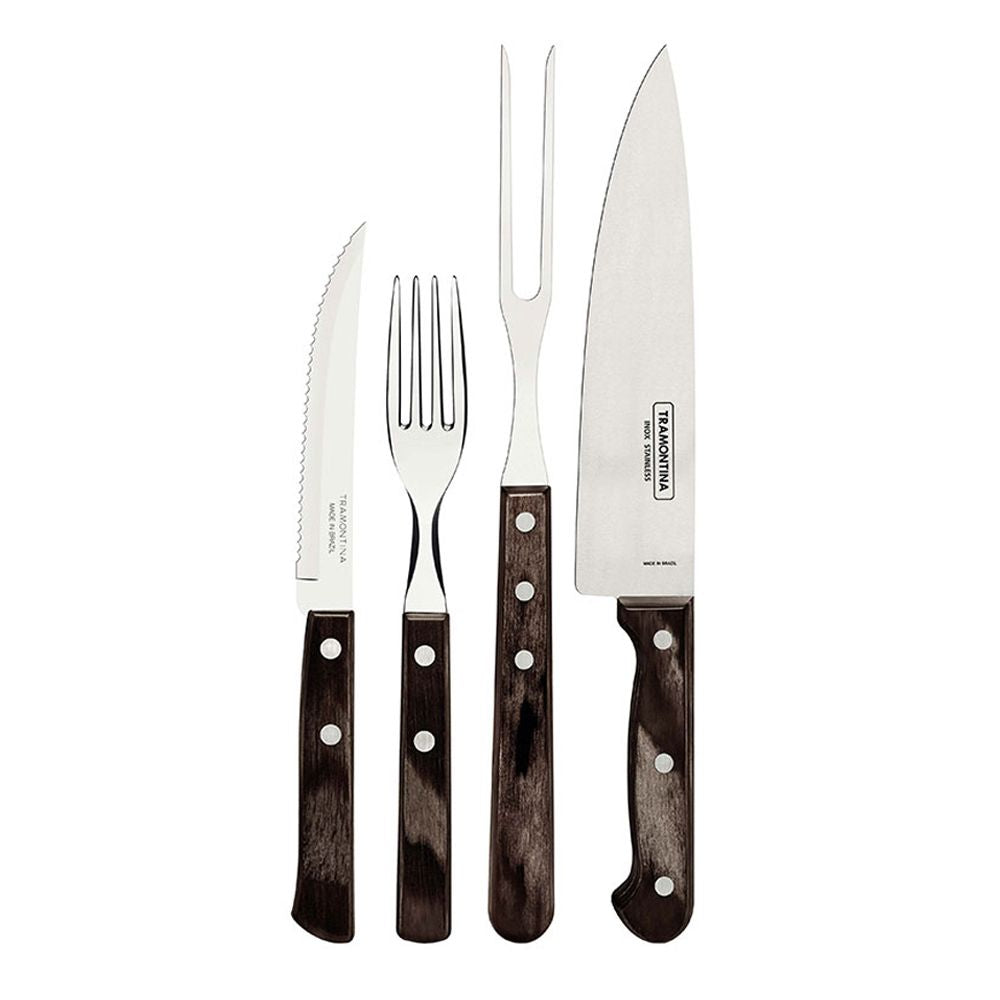 JUEGO PARA ASADO FSC POLYWOOD CASTAÑO 14 PIEZAS