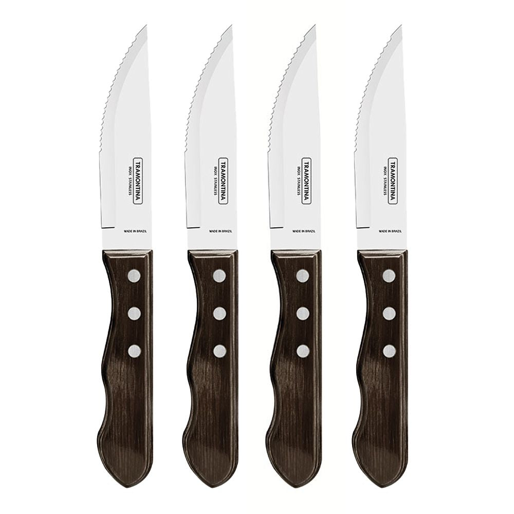 CUCHILLOS DE ASADO JUMBO POLYWOOD CASTAÑO 12,7 cm 4 uds