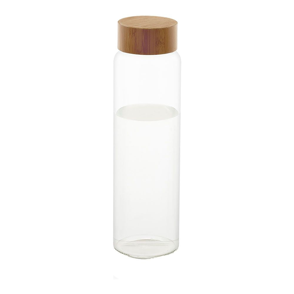 BOTELLA DE VIDRIO CON TAPA DE BAMBÚ Ø8 x 26,5 cm 1 L