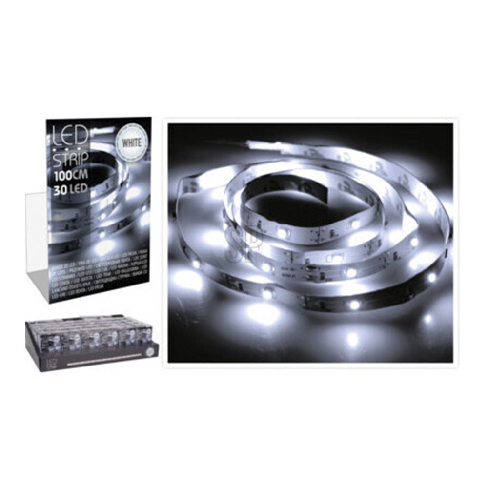TIRA DE LED 1m 30 LEDS A PILAS BLANCO FRIO