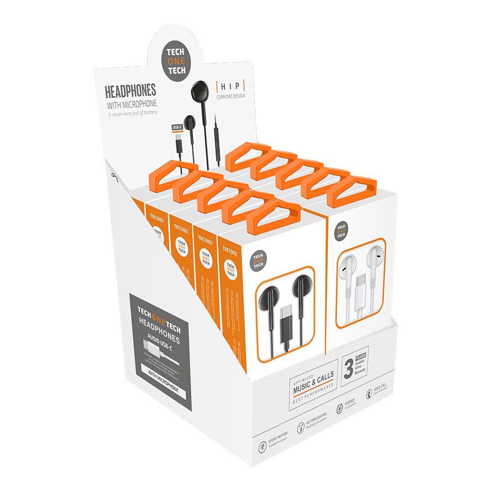 EXPOSITOR AURICULARES EARTECH HIP CON USB-C, 10 uds