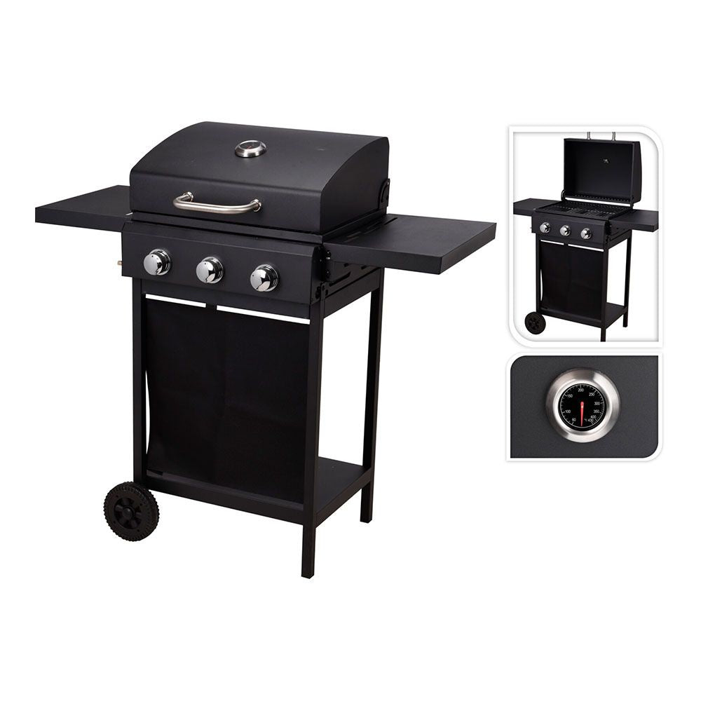 BARBACOA DE GAS DE 3 FUEGOS 139x56,5x106cm VAGGAN