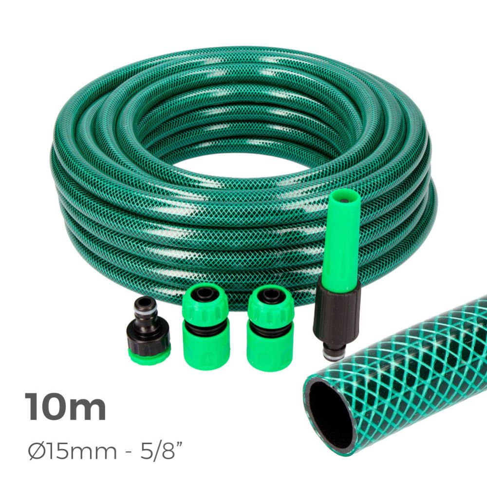 KIT MANGUERA DE JARDÍN BASIC Ø15 mm, 5/8 pulg, 10 m