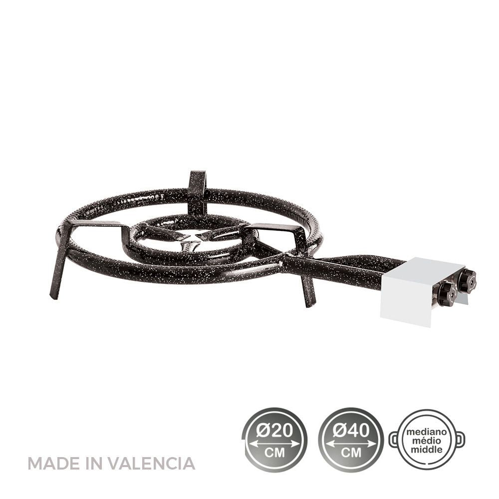 QUEMADOR DE GAS BUTANO/PROPANO Ø40 cm 2 FUEGOS