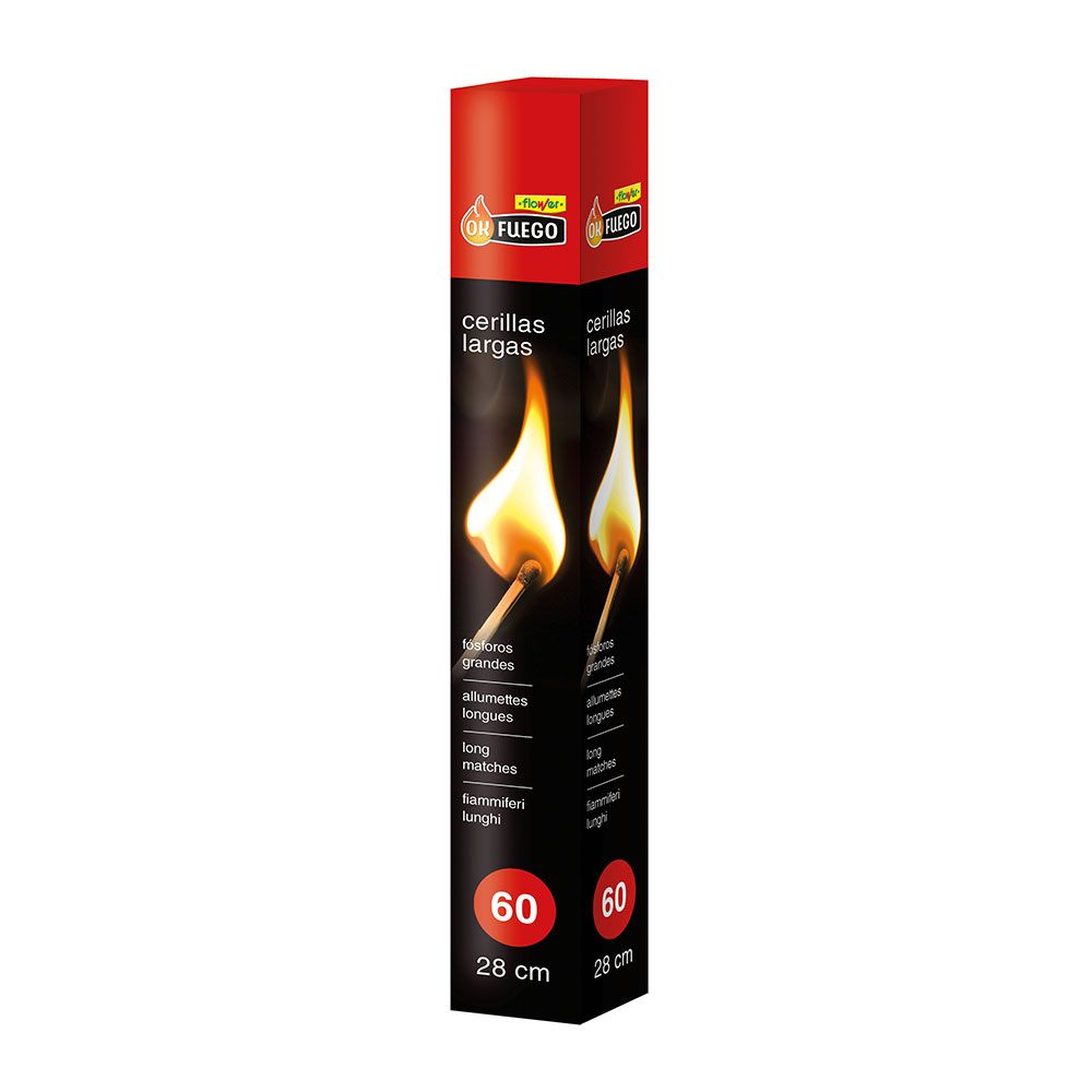 OKFUEGO CERILLAS LARGAS 28 cm 60 uds