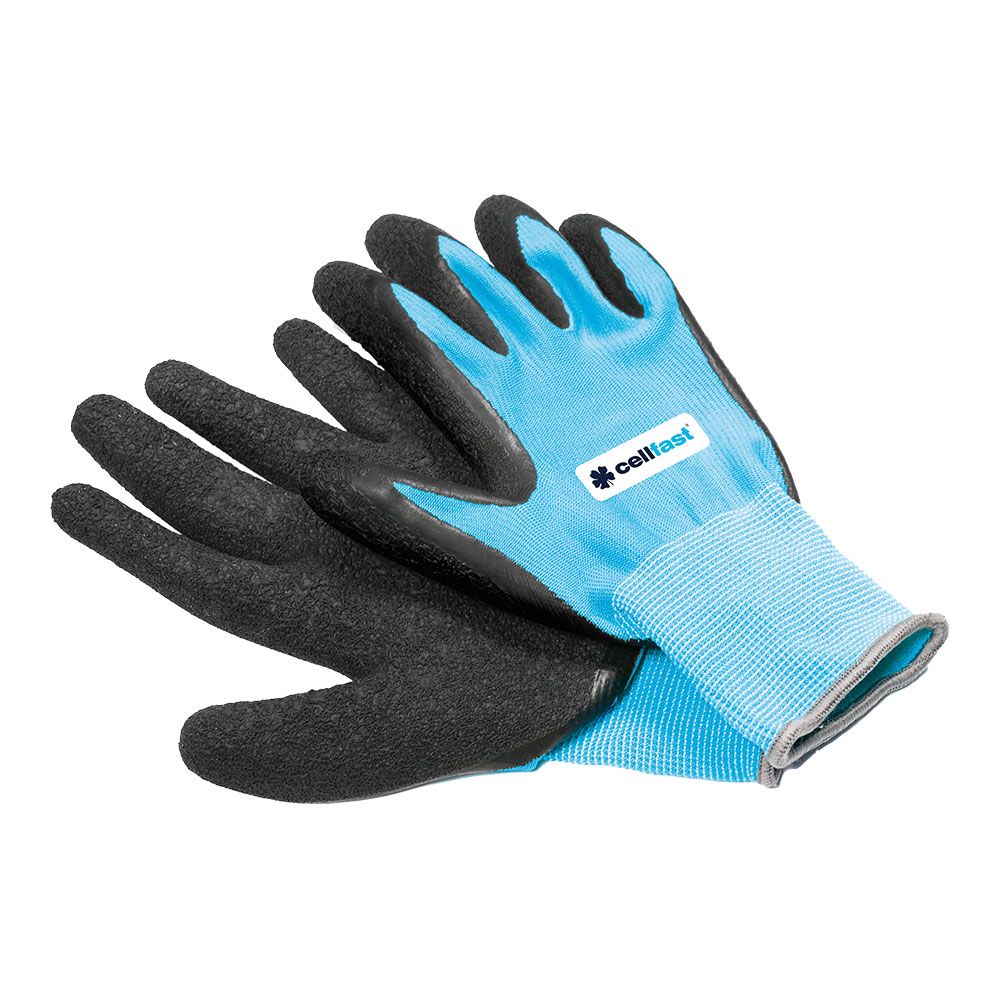 GUANTE POLIÉSTER CON PALMA LÁTEX PARA JARDÍN, AZUL, T-08 M