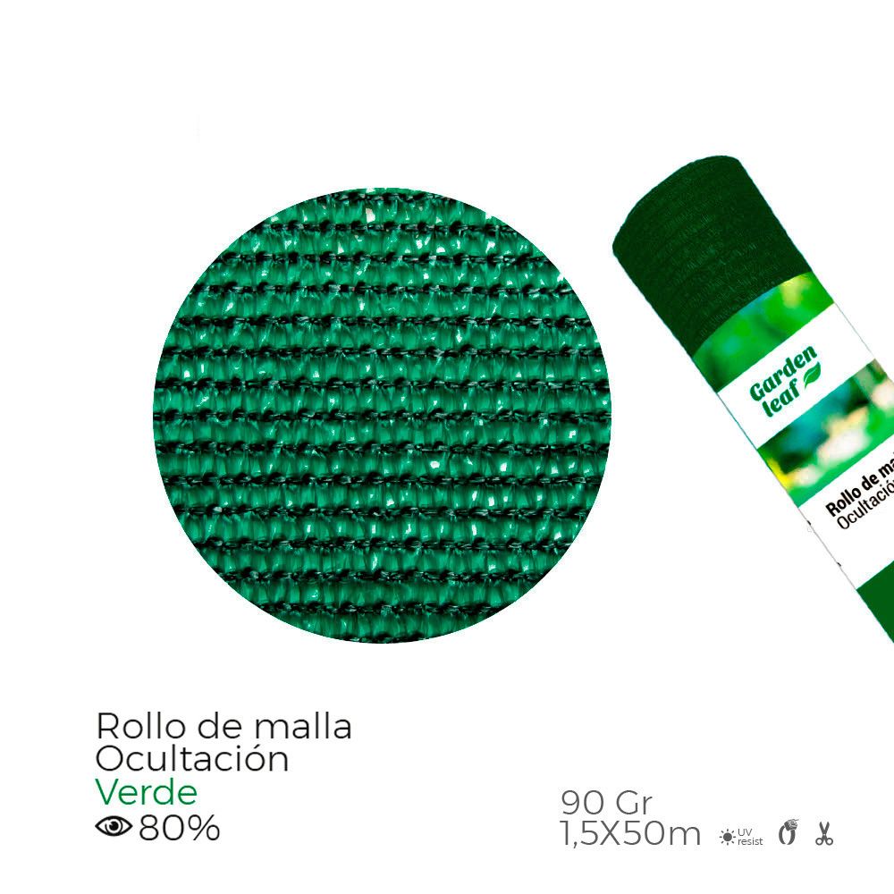 ROLLO DE MALLA DE OCULTACIÓN COLOR VERDE 90g 1,5 x 50 m