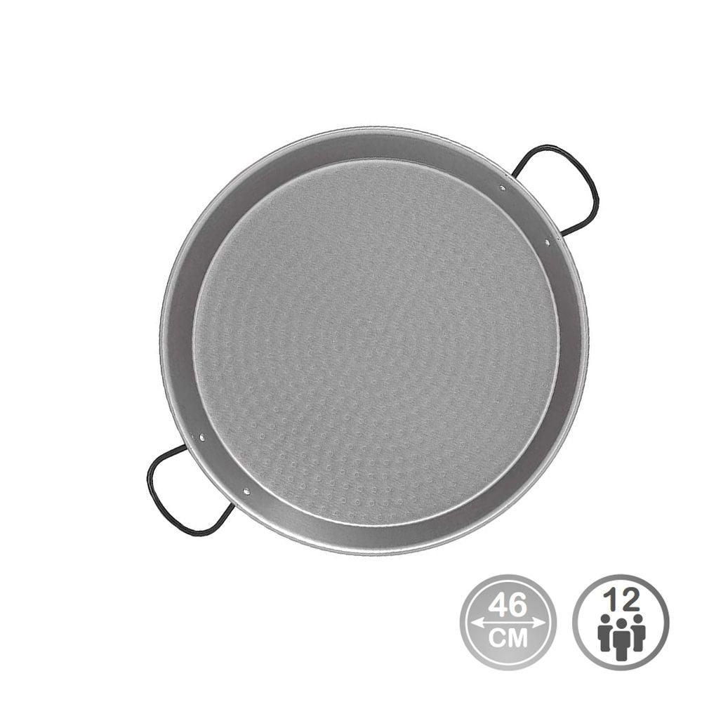 PAELLERA TRADICIONAL DE ACERO PULIDO Ø46 cm (12 PERSONAS)