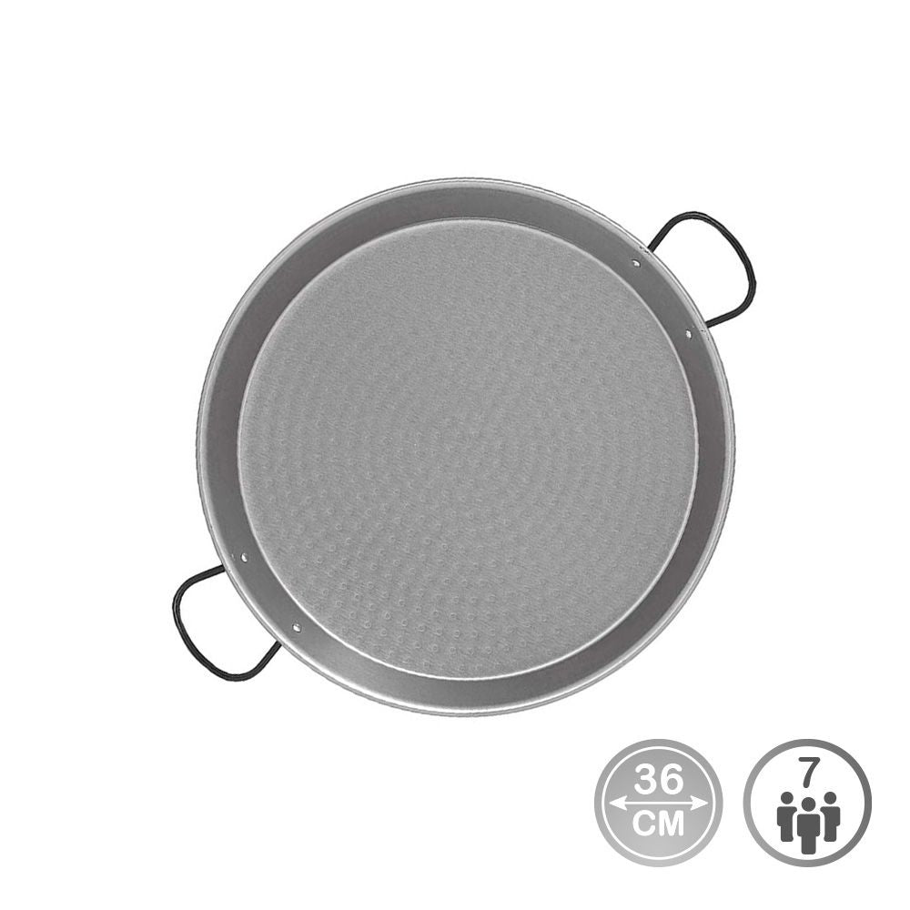 PAELLERA DE ACERO PULIDO PARA INDUCCION Y VITROCERAMICA Ø36 cm (7 PERSONAS)