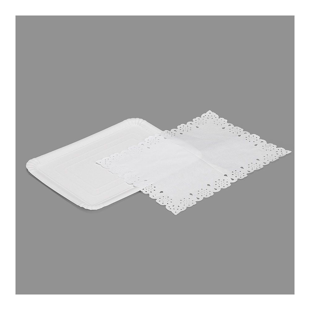 BANDEJA RECTANGULAR CON BLONDA COLOR BLANCO 25 x 34 cm