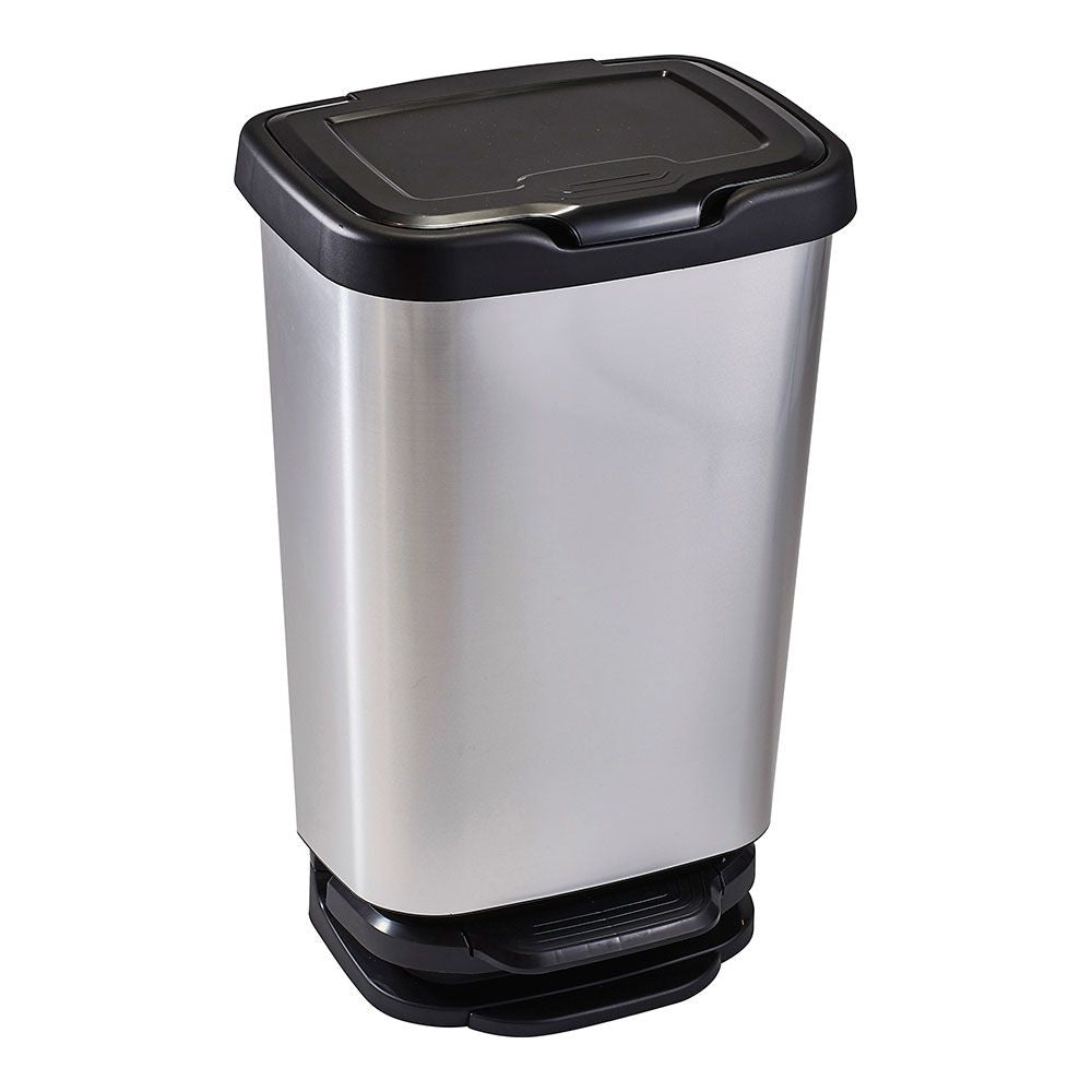 CUBO CON PEDAL CON CIERRE AMORTIGUADO PLATA/NEGRO 39 x 29 x 63,5 cm 40 l