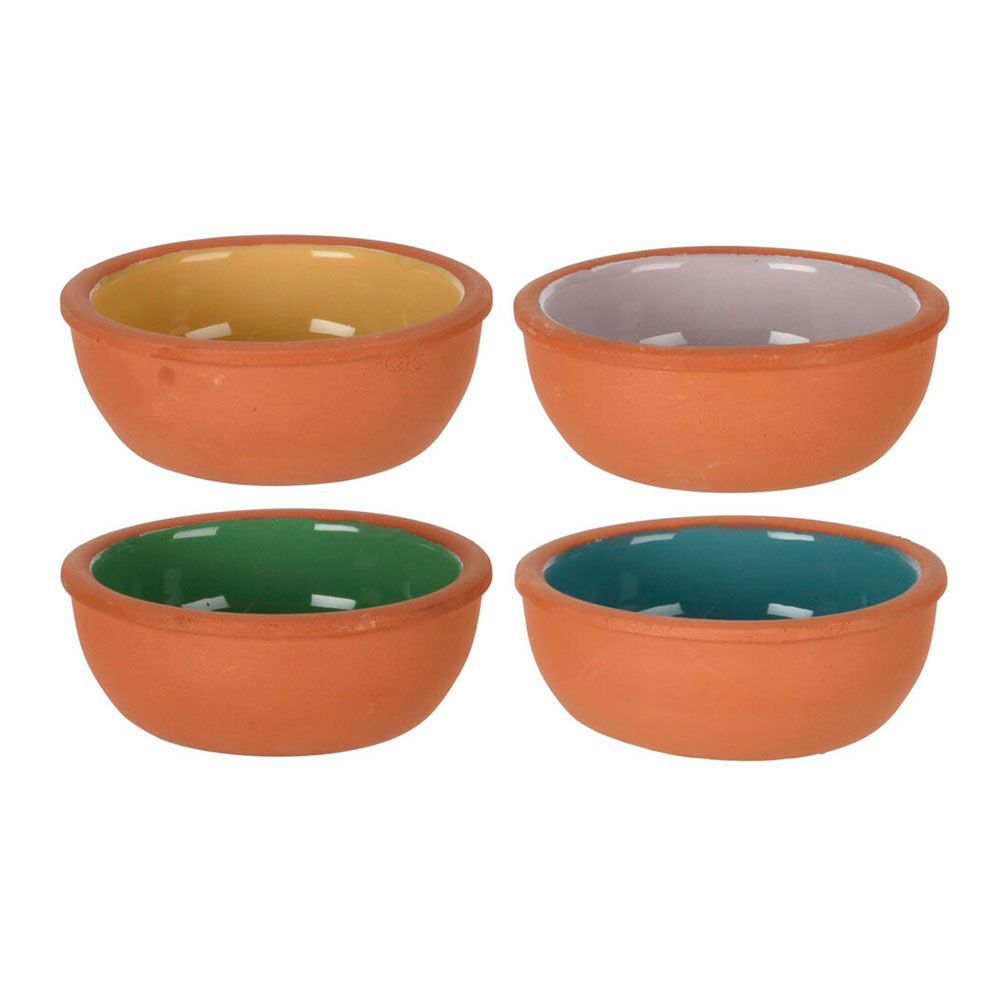 SET 4 CUENCOS PARA APERITIVOS DE BARRO COLORES SURTIDOS 150 ml Ø10,4 x 4,2 cm