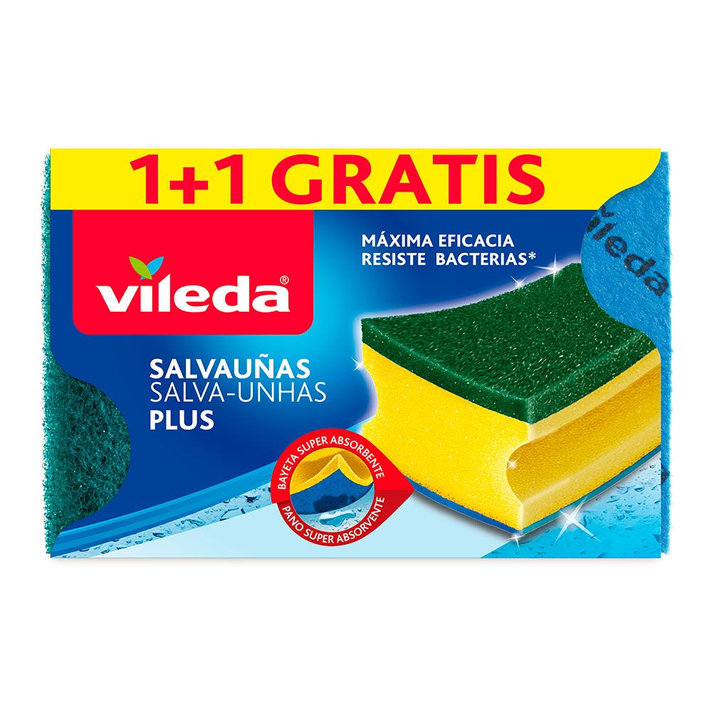 ESTROPAJO SALVAUÑAS PLUS ANTIBACTERIAS 1+1