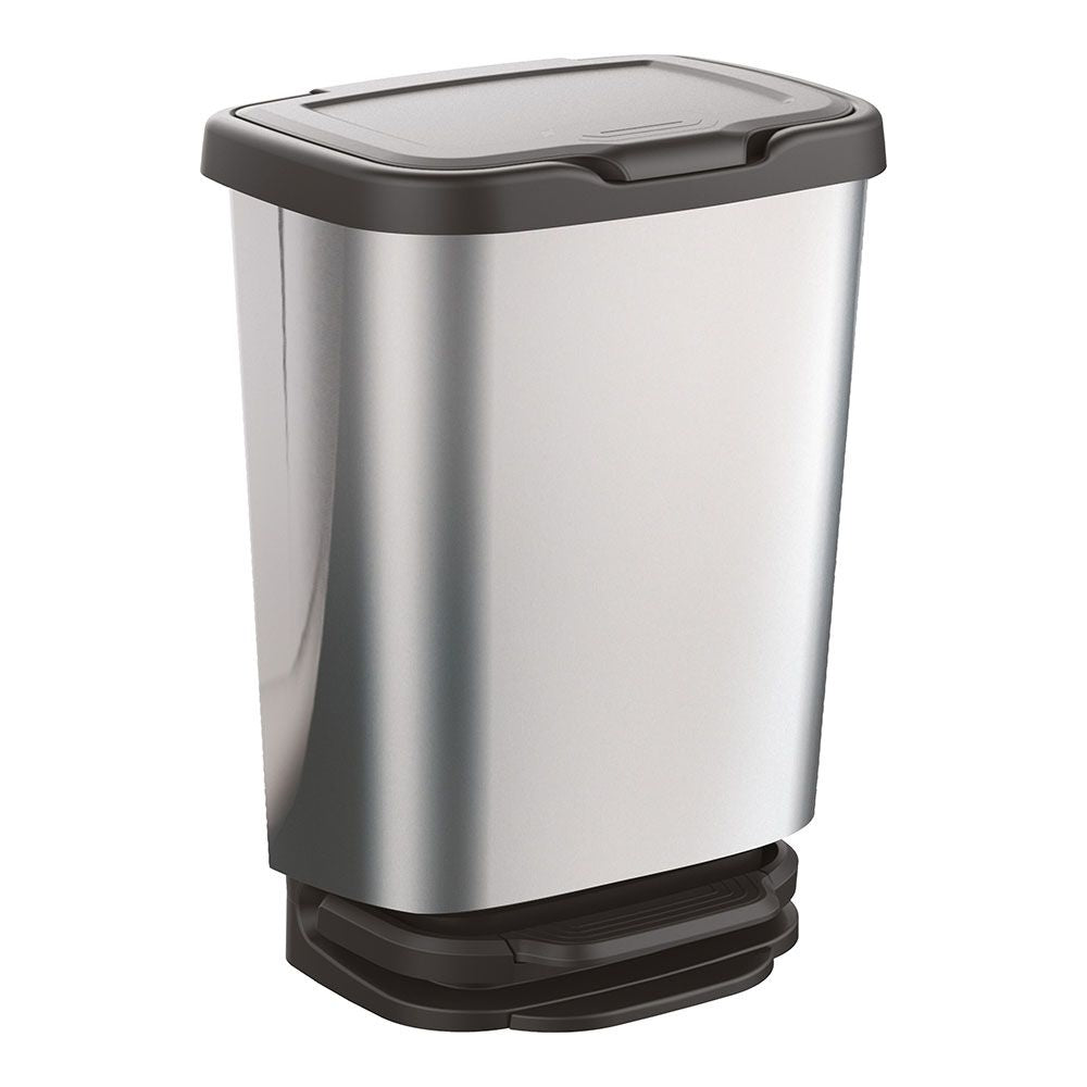CUBO CON PEDAL JIVE CON CIERRE AMORTIGUADO PLATA/NEGRO 33,2 x 25,2 x 45,8 cm 20 l