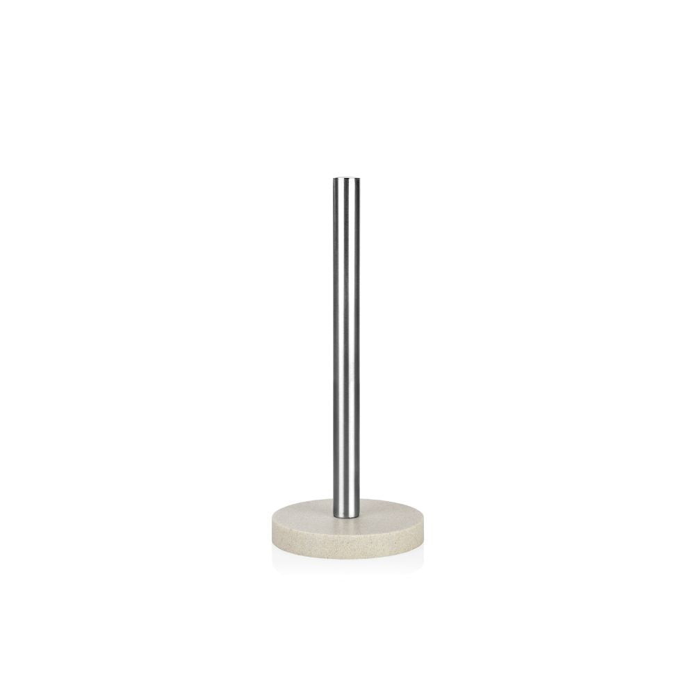 PORTARROLLO INOX CON BASE DE RESINA BEIGE Ø13,5 x 33 cm