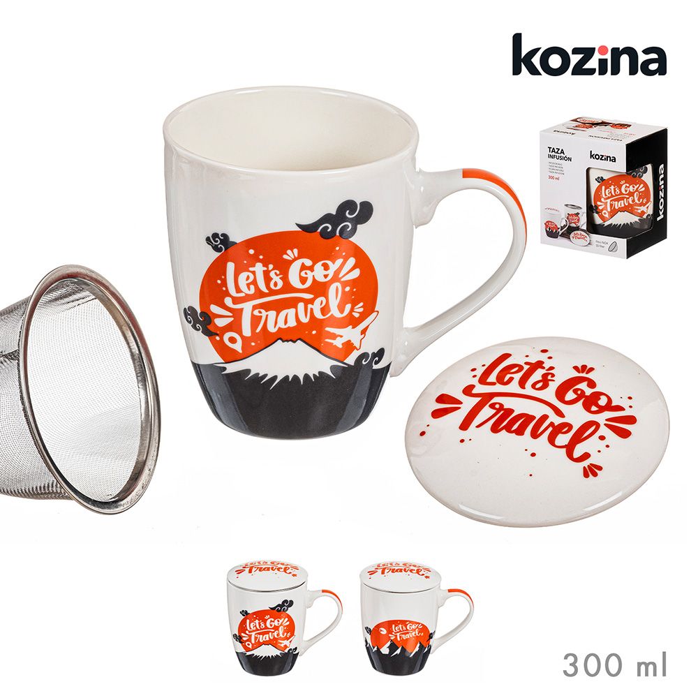 TAZA INFUSION LET'S GO TRAVEL CON FILTRO Y TAPA MODELOS VARIADOS 300 ml