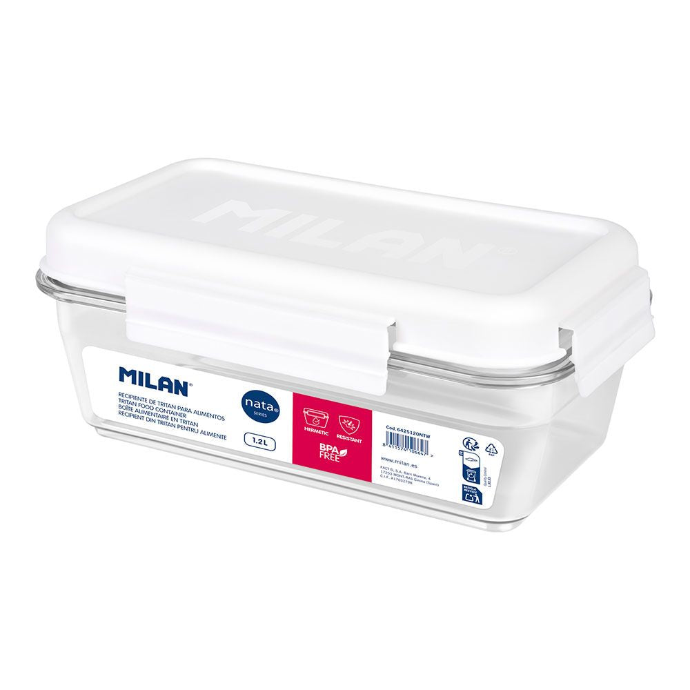 FIAMBRERA DE TRITÁN HERMÉTICA RECTANGULAR NATA® 624 BLANCO 1,2 L