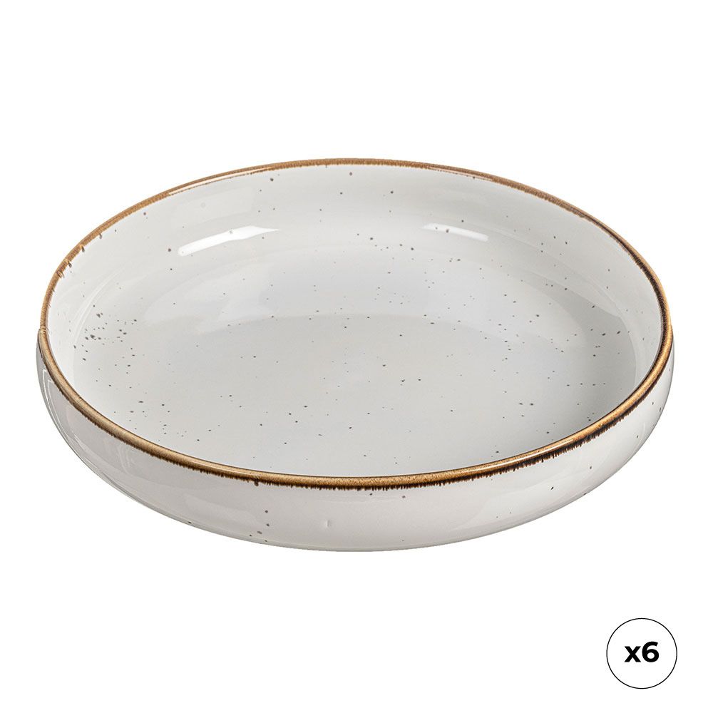 PACK 6 uds PLATOS HONDO DE PORCELANA AKIKO Ø20 cm