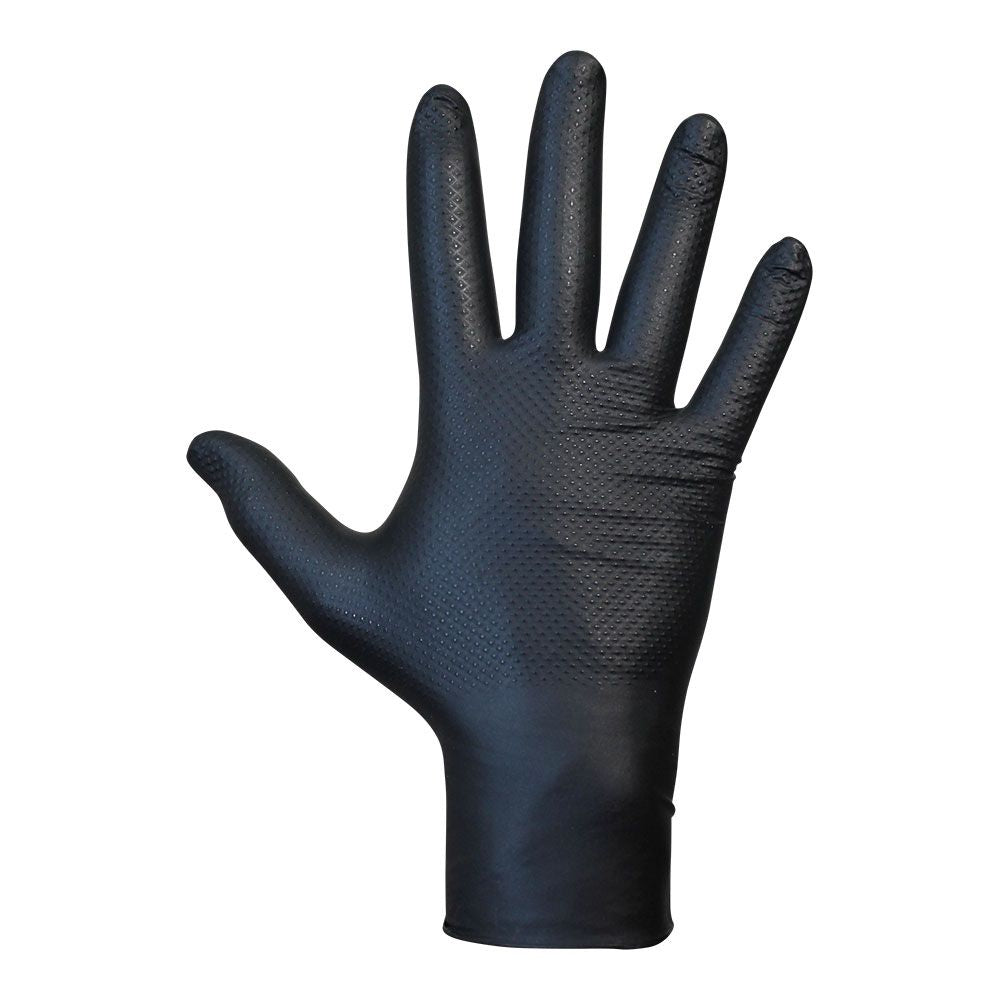 GUANTE NITRILO, SIN POLVO, DESECHABLE, DIAMANTADO, NEGRO, T-09, CAJA 50 uds